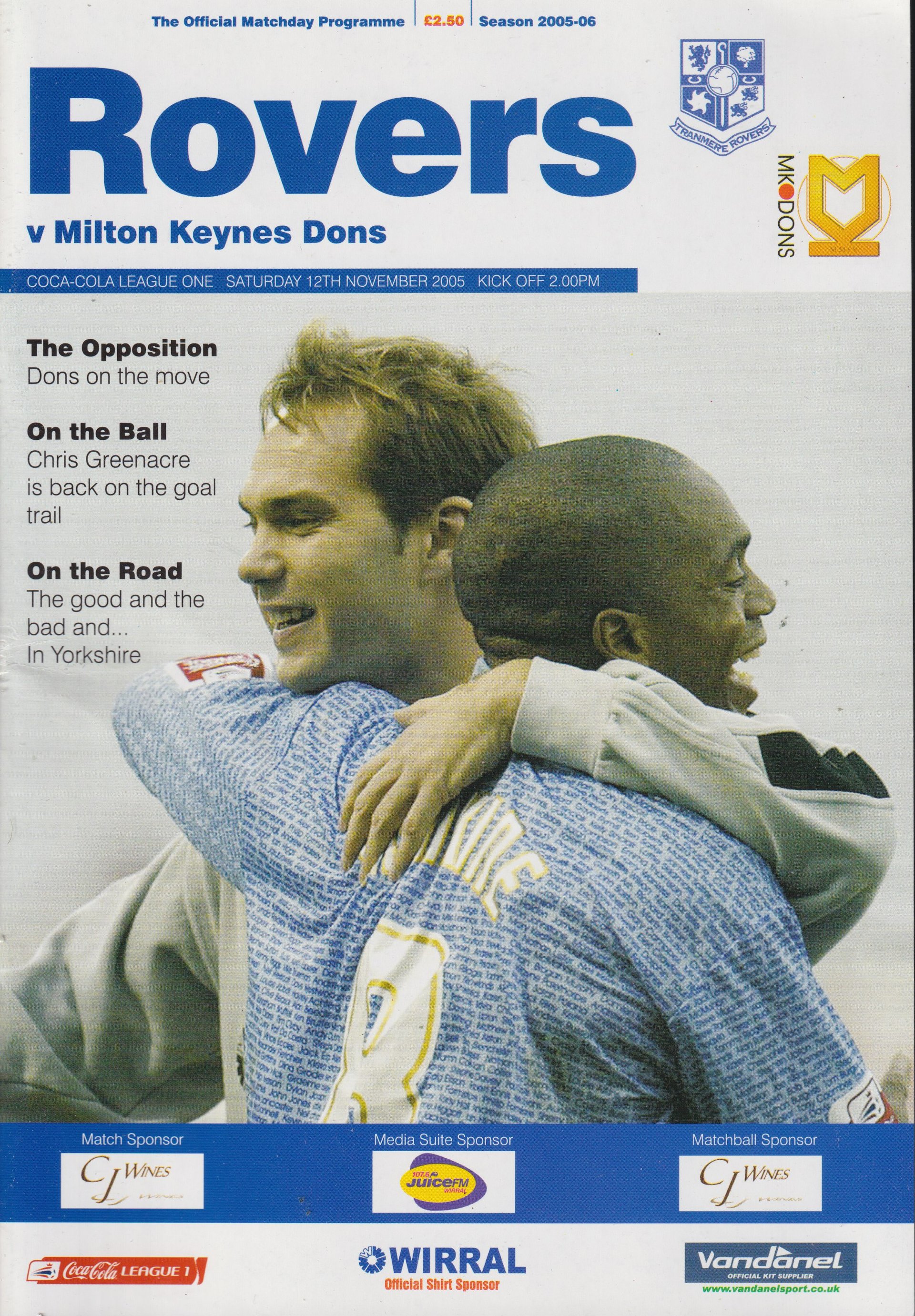 Tranmere Rovers v Milton Keynes Dons match programme